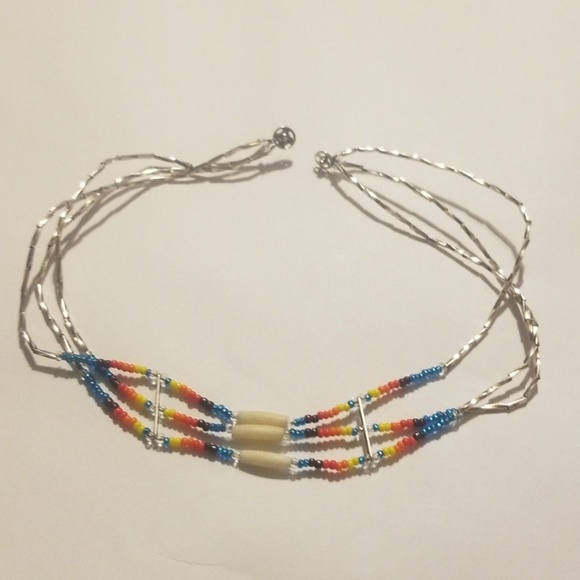 Native American style hand made 3 row chocker - Picture 2 of 6